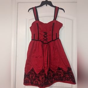 Hot topic red and black with skull cameo dress